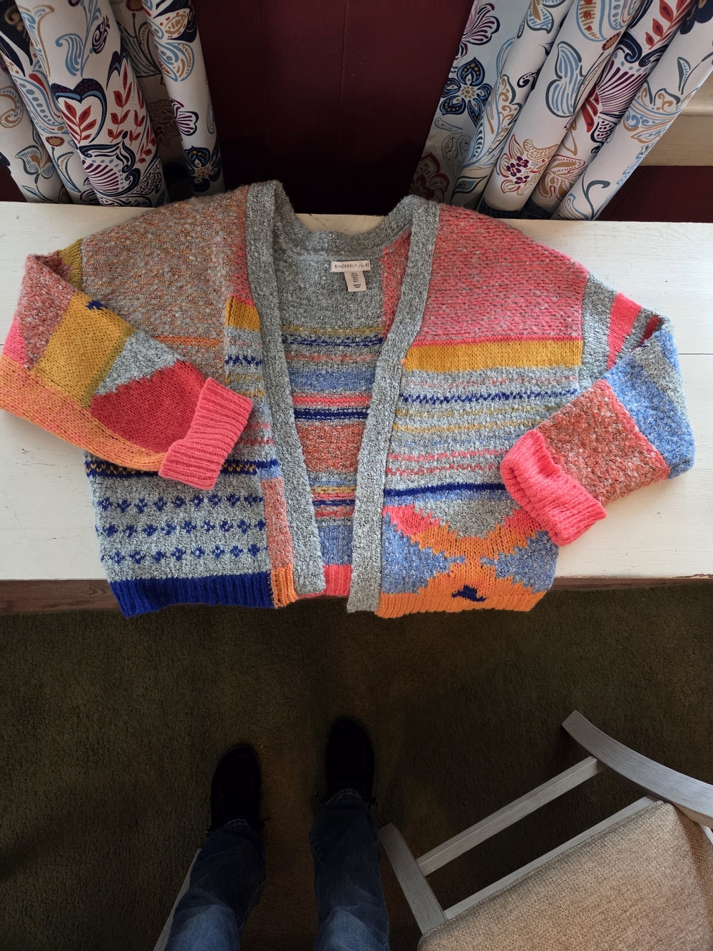 Colorblock Knit Cardigan Sweater - Multicolor